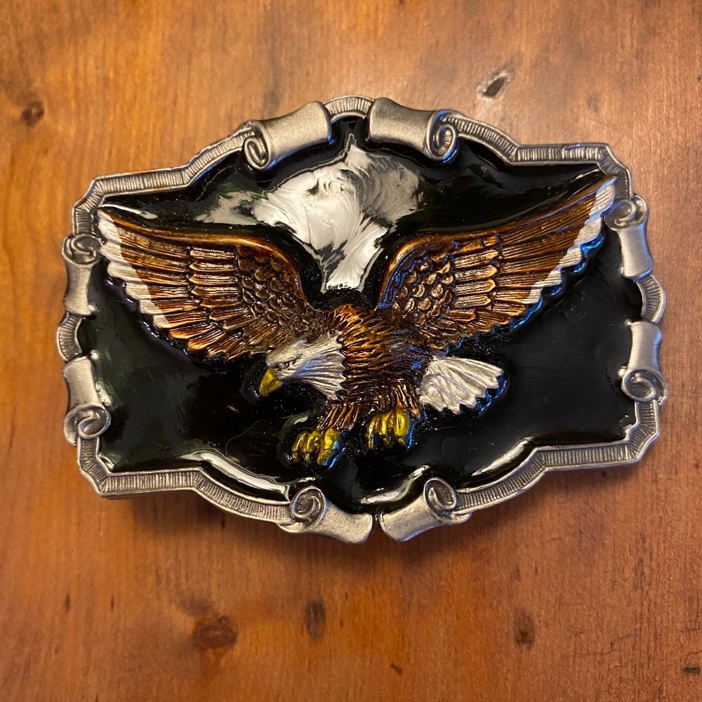 Vintage Flying Eagle Enamel & Brass Buckle